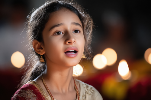 Devotee Child with Diyas